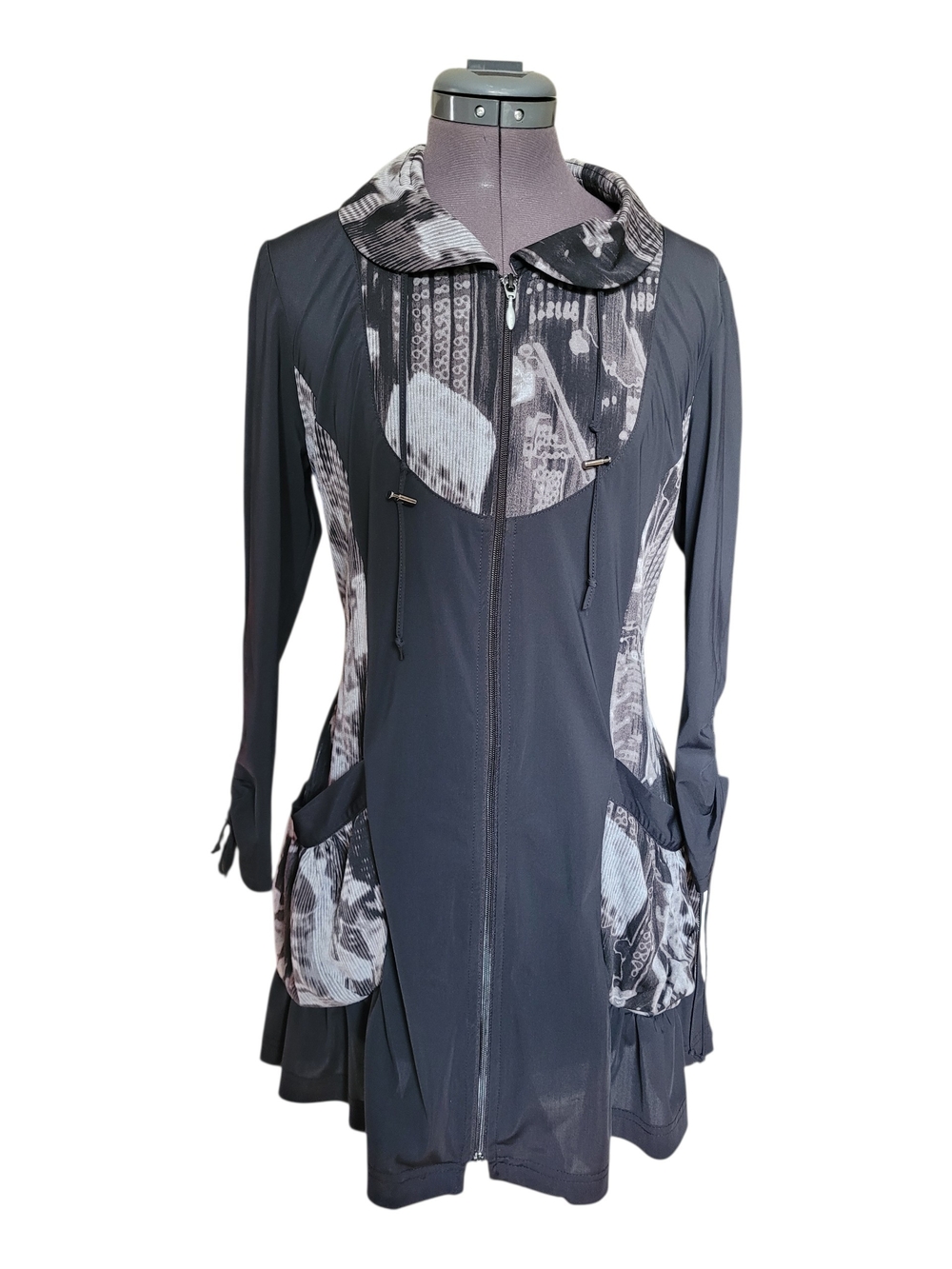 Joseph Ribkoff Graphic Print Zip-Up Tunic Jacket Coat Jacket Size 8